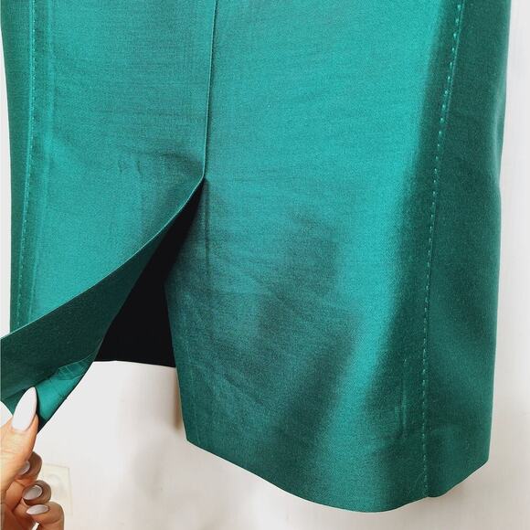 Vintage Albert Nipon Skirt Suit Wool Silk 8 Emerald Green Jackie O Classic 60s - Picture 16 of 16